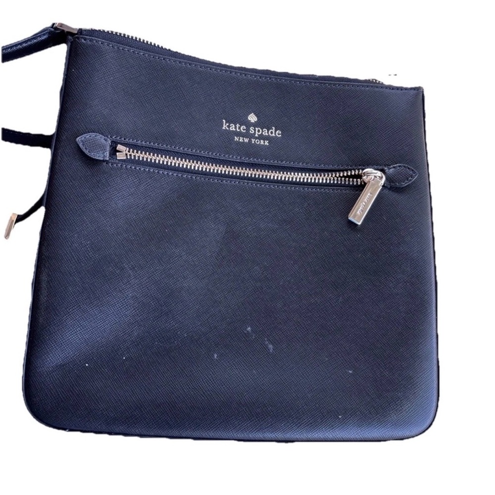 kate spade Black Leather Crossbody with Logo Detail